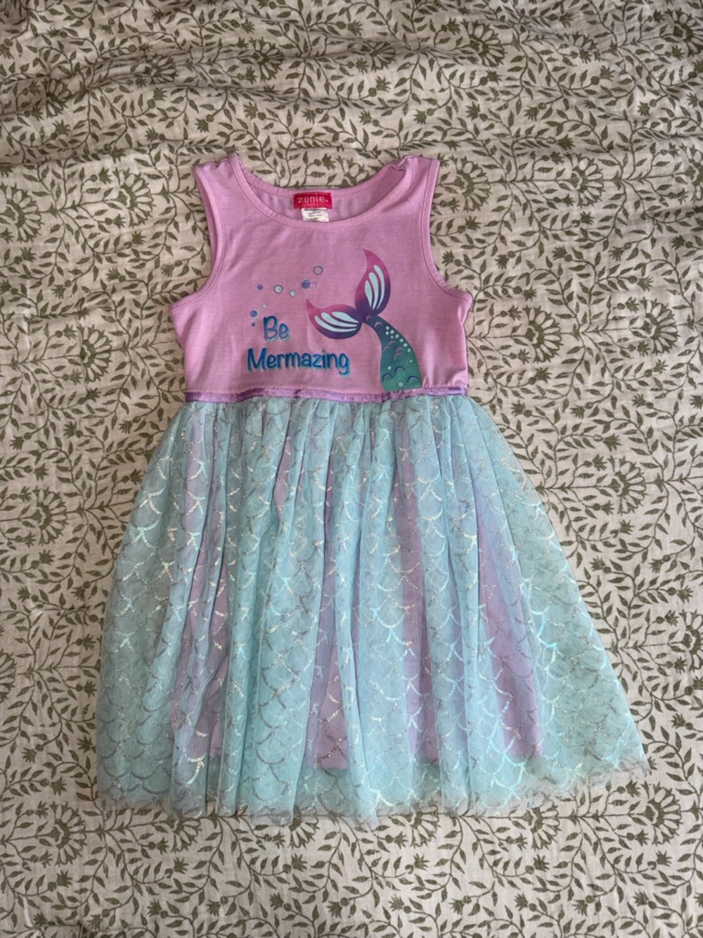 Girls "Be Mermazing" Pink & Aqua Mermaid Dress